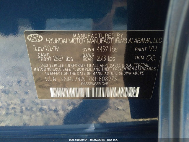 Hyundai SONATA SE 2019 5NPE24AF7KH808975 Image 9