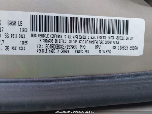 2C4RDGBGXER197092 Dodge Grand Caravan Se