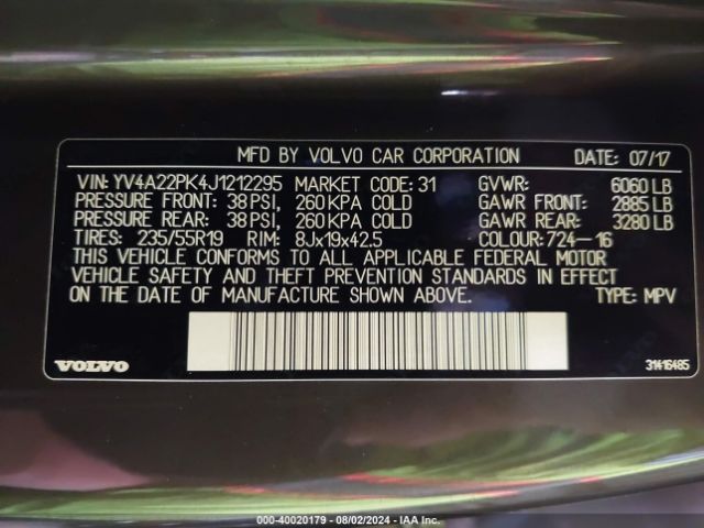 YV4A22PK4J1212295 Volvo Xc90 T6 Momentum