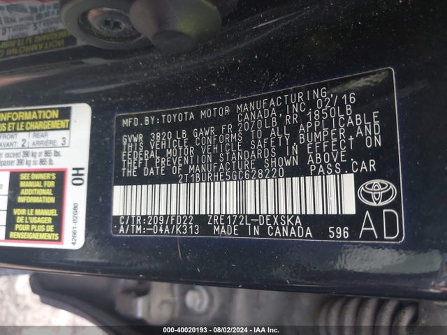 Toyota Corolla S Plus 2016 2T1BURHE5GC628220 Image 9