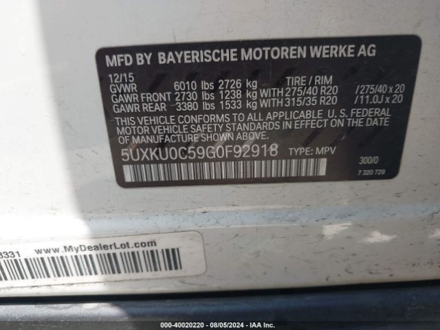 5UXKU0C59G0F92918 BMW X6 Sdrive35i