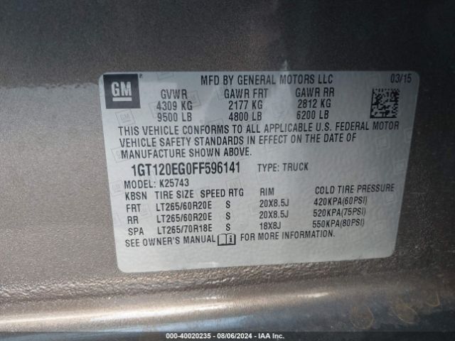 1GT120EG0FF596141 GMC Sierra 2500hd Denali