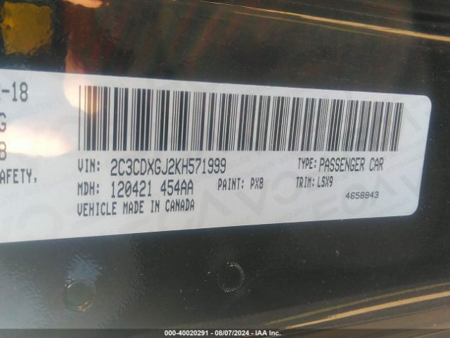 2019 DODGE CHARGER 2C3CDXGJ2KH571999 Photo 8