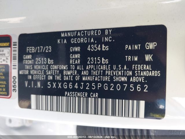 5XXG64J25PG207562 KIA K5 Gt-line