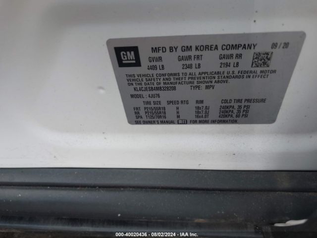 KL4CJESB4MB328208 Buick Encore Awd Preferred