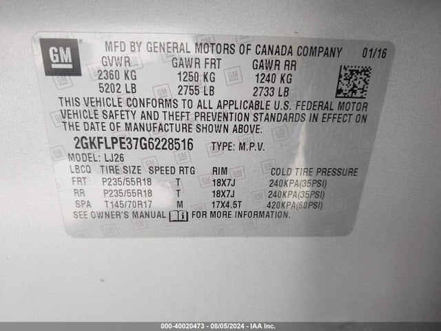 2GKFLPE37G6228516 GMC Terrain Slt