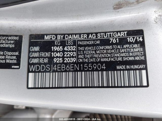 WDDSJ4EB6EN155904 Mercedes-Benz CLA 250
