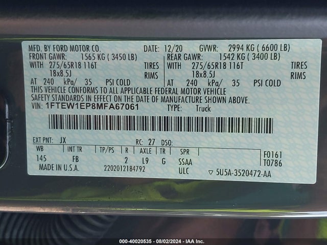 Ford F-150 Xlt 2021 1FTEW1EP8MFA67061 Image 9