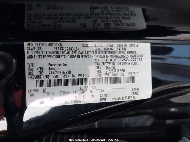 Ford FOCUS SE 2016 1FADP3F25GL227173 Image 9