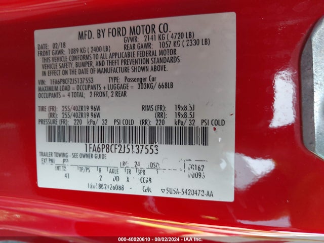 Ford Mustang Gt Premium 2018 1FA6P8CF2J5137553 Image 9