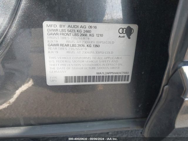 WA1L2AFP5HA047980 Audi Q5 2.0t Premium