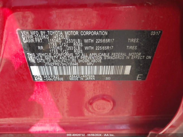 Toyota RAV4 LE 2017 JTMZFREV3HJ135946 Image 9