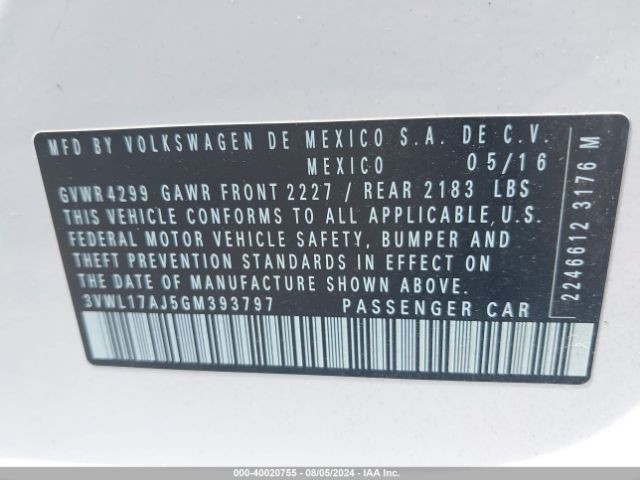 3VWL17AJ5GM393797 Volkswagen Jetta 1.8t Sel/1.8t Sel Premium