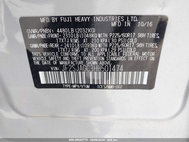 JF2SJAGC3HH501474 Subaru Forester 2.5i Premium