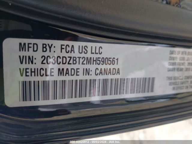 2C3CDZBT2MH590561 Dodge Challenger R/t