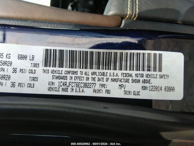 1C4RJFCT6EC382277 Jeep Grand Cherokee Overland
