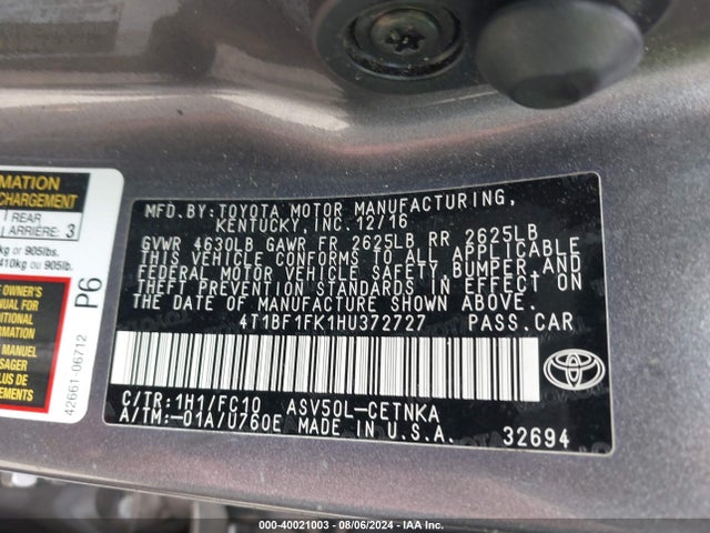 Toyota CAMRY LE 2017 4T1BF1FK1HU372727 Image 9