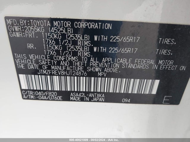 Toyota RAV4 LE 2017 JTMZFREV8HJ124876 Image 9
