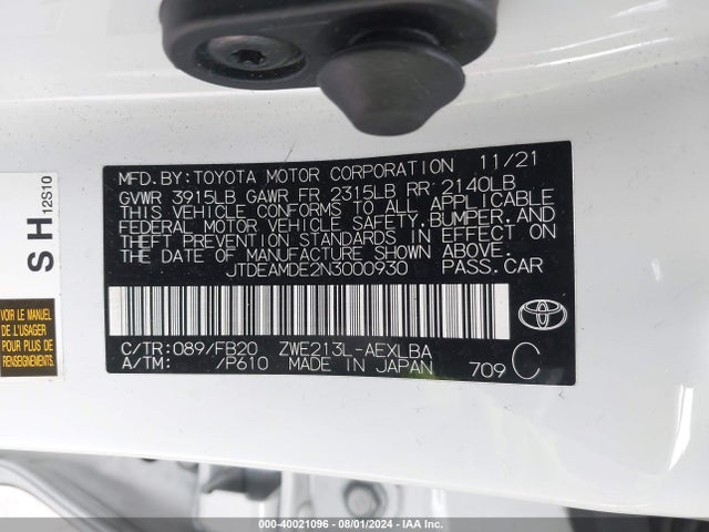 Toyota Corolla Hybrid Le 2022 JTDEAMDE2N3000930 Image 9