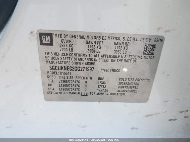 3GCUKNEC2GG271997 Chevrolet Silverado 1500 Ls