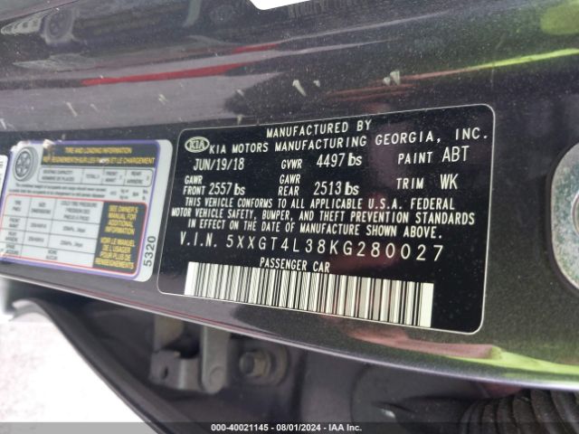 5XXGT4L38KG280027 KIA Optima S