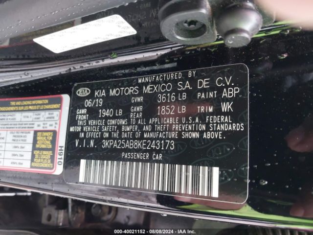 3KPA25AB8KE243173 KIA Rio 5-door S
