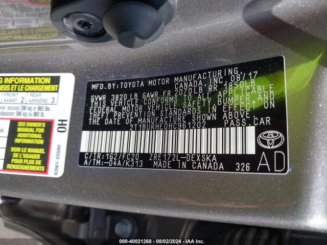 Toyota COROLLA SE 2017 2T1BURHE0HC961202 Image 9