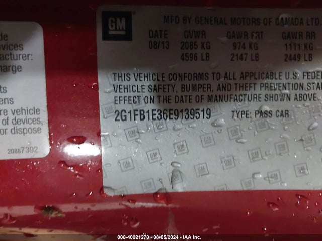 Chevrolet Camaro 1lt 2014 2G1FB1E36E9139519 Image 9