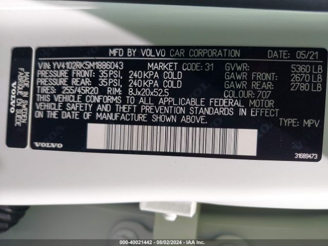 YV4102RK5M1886043 Volvo Xc60 T5 Momentum
