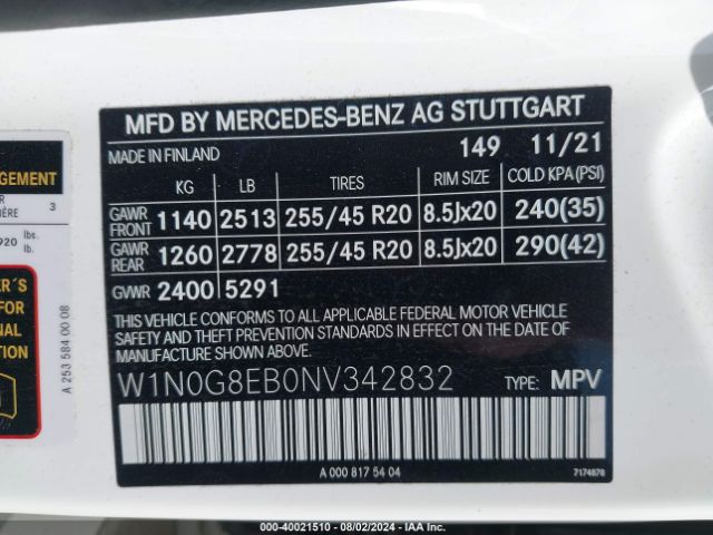 W1N0G8EB0NV342832 Mercedes-Benz Glc 300 4matic Suv