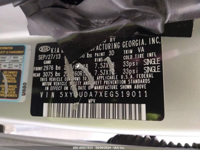 5XYKUDA7XEG519011 KIA Sorento Ex V6