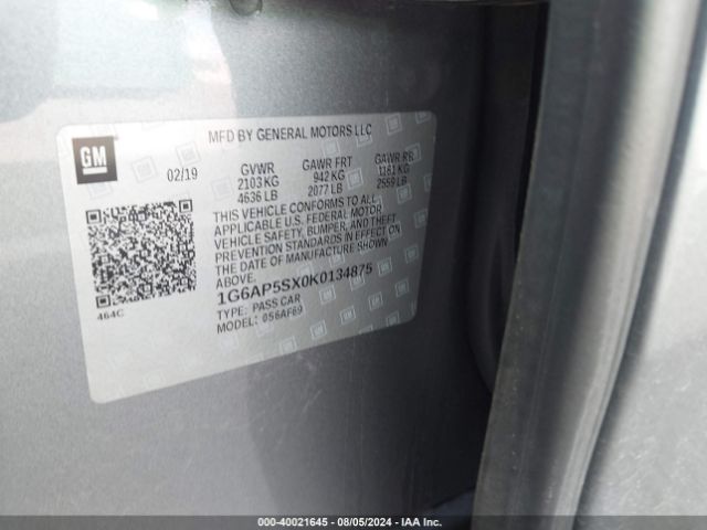 1G6AP5SX0K0134875 Cadillac Cts Standard