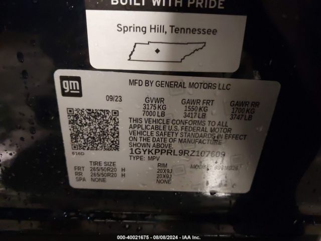 1GYKPPRL9RZ107609 Cadillac Lyriq Luxury W/1sc