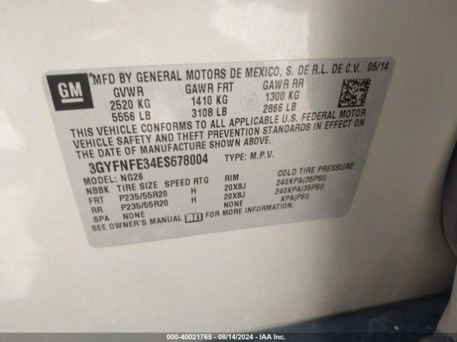 3GYFNFE34ES678004 Cadillac Srx Performance Collection