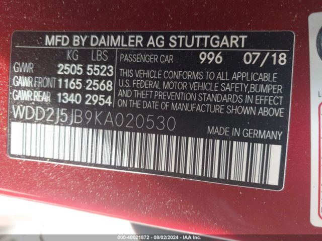WDD2J5JB9KA020530 Mercedes-Benz CLS 450