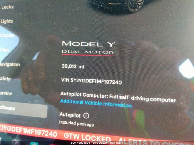 5YJYGDEF1MF197240 Tesla Model Y Performance Dual Motor All-wheel Drive