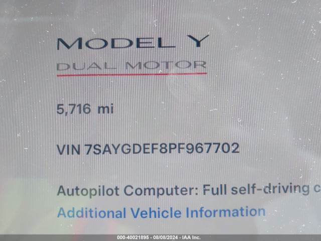 2023 TESLA MODEL Y 7SAYGDEF8PF967702 Photo 6