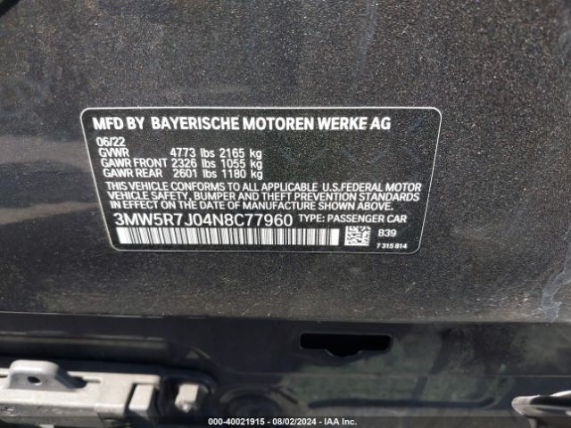 3MW5R7J04N8C77960 BMW 330i Xdrive