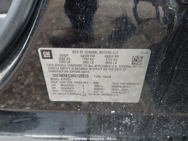 Chevrolet Silverado 1500 2lt 2017 1GCVKREC3HZ125573 Image 9