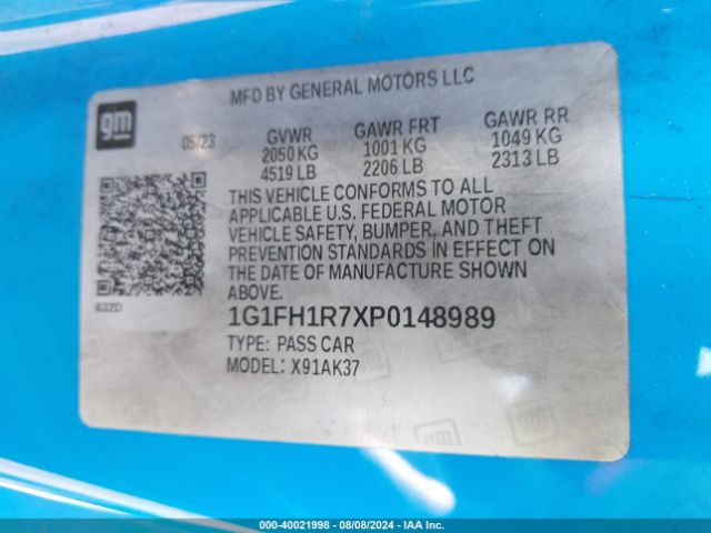1G1FH1R7XP0148989 Chevrolet Camaro Rwd  2ss