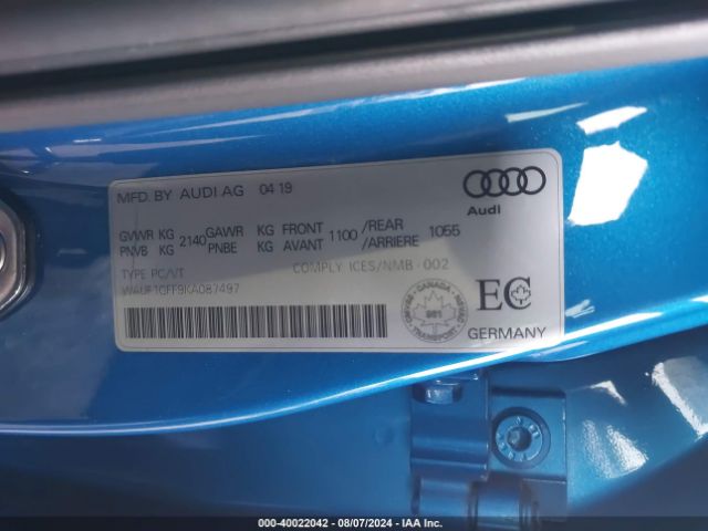 WAUF1GFF9KA087497 Audi S3 2.0t Premium Plus