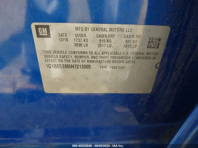 Chevrolet Cruze Lt Auto 2017 1G1BE5SM6H7213005 Image 9