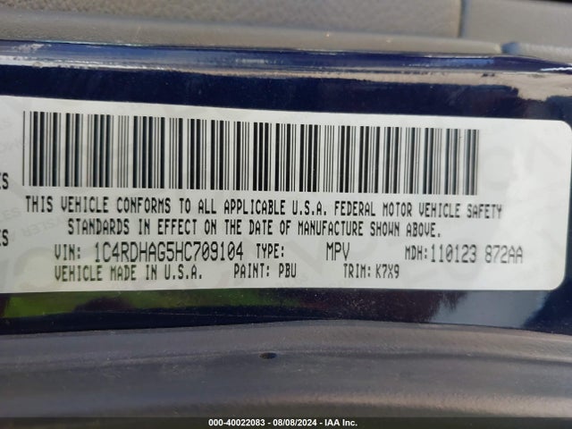 1C4RDHAG5HC709104 Dodge Durango Sxt Rwd