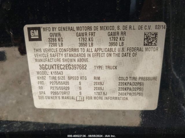 3GCUKTEC2EG397682 Chevrolet Silverado 1500 High Country