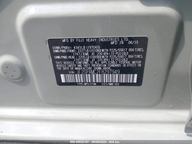 JF2GPAMC2F8297949 Subaru Xv Crosstrek 2.0i Limited