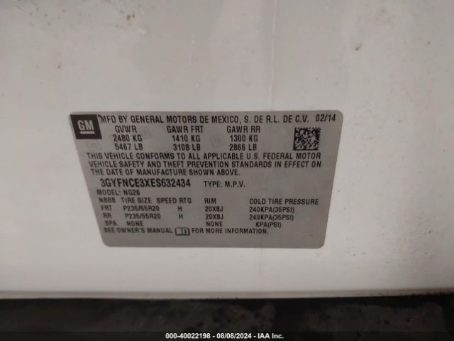 3GYFNCE3XES632434 Cadillac Srx Performance Collection