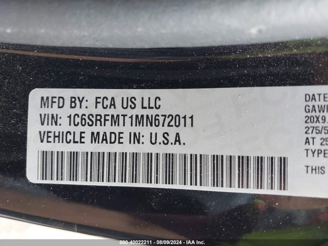 1C6SRFMT1MN672011 RAM 1500 Big Horn  4x4 6'4 Box