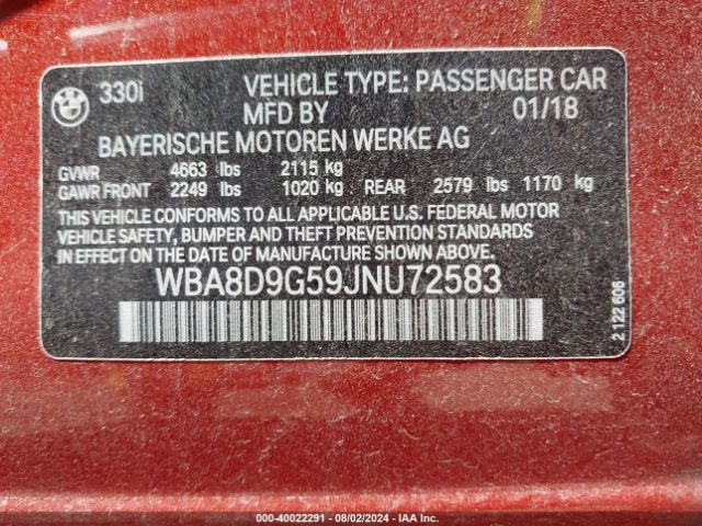 WBA8D9G59JNU72583 BMW 330i Xdrive