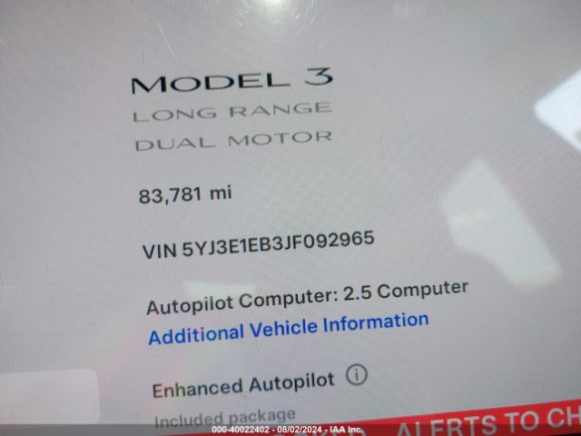 5YJ3E1EB3JF092965 Tesla Model 3 Long Range/performance