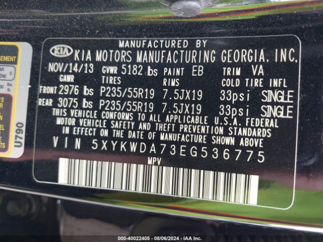 5XYKWDA73EG536775 KIA Sorento Limited V6